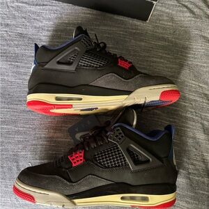 Jordan Air 4 Retro Black and Red Sneakers “Rare Air White Lettering” with box